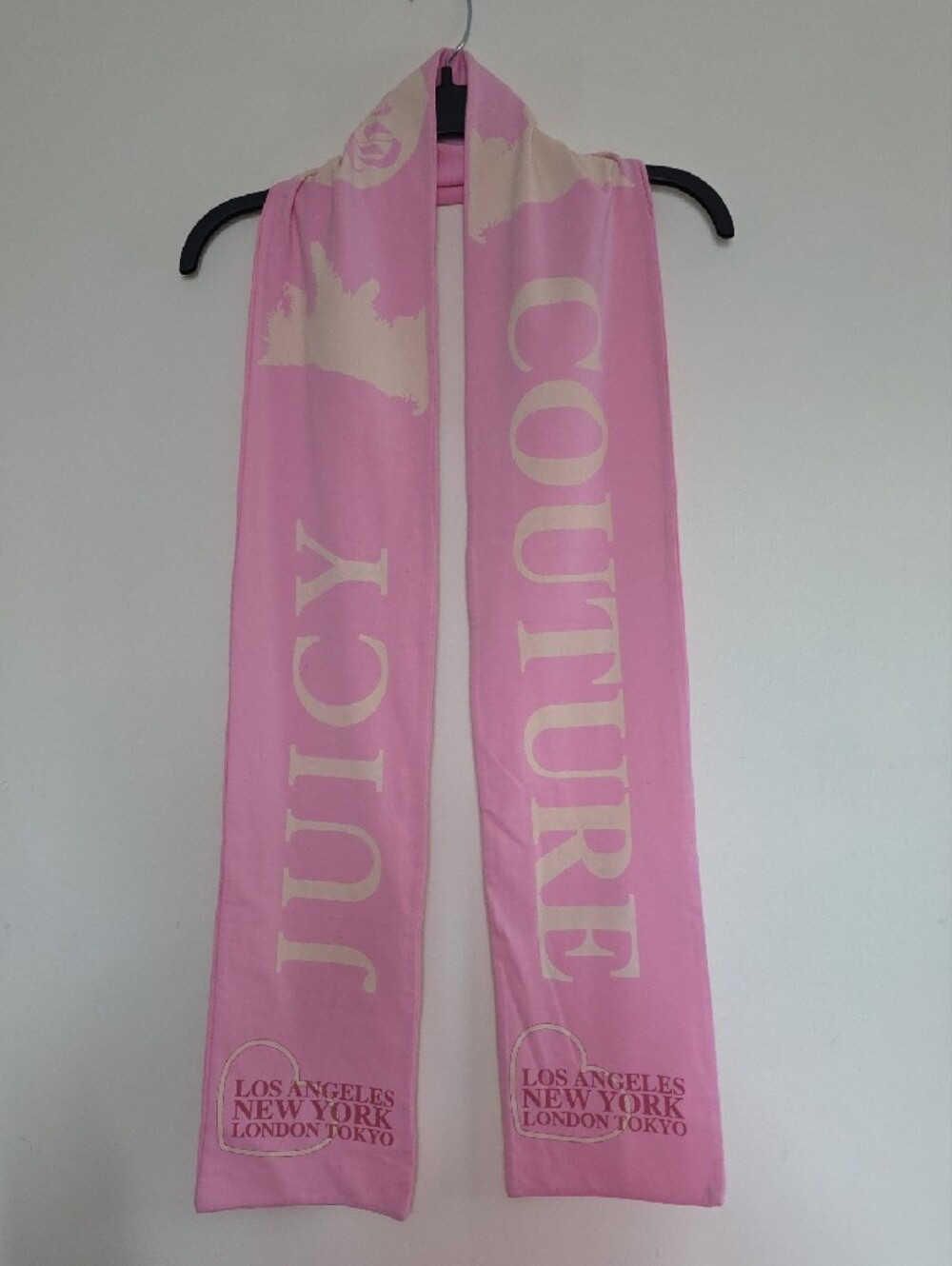 Juicy Couture Vintage Doubled Sided Pink and Cream Logo Scarf